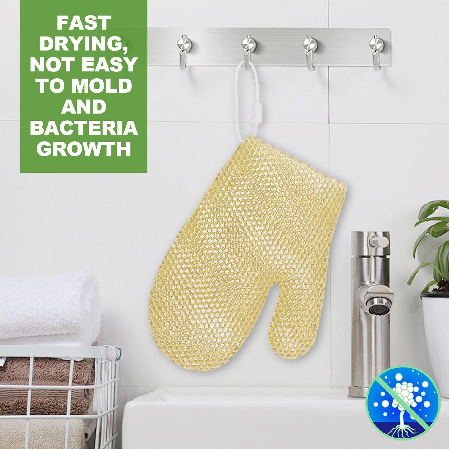 Honeycomb Exfoliating Bath Gloves - Microfiber for Enhanced Blood Circulation & Soft, Smooth Skin for All Skin Types (Yellow - Glove)