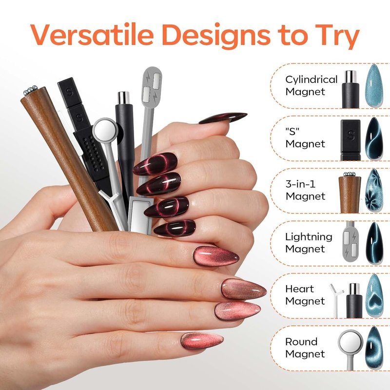 Modelones Cat Eye Gel Nail Polish Set - 6 Vibrant Colors with Magnet Tools for Stunning Nails