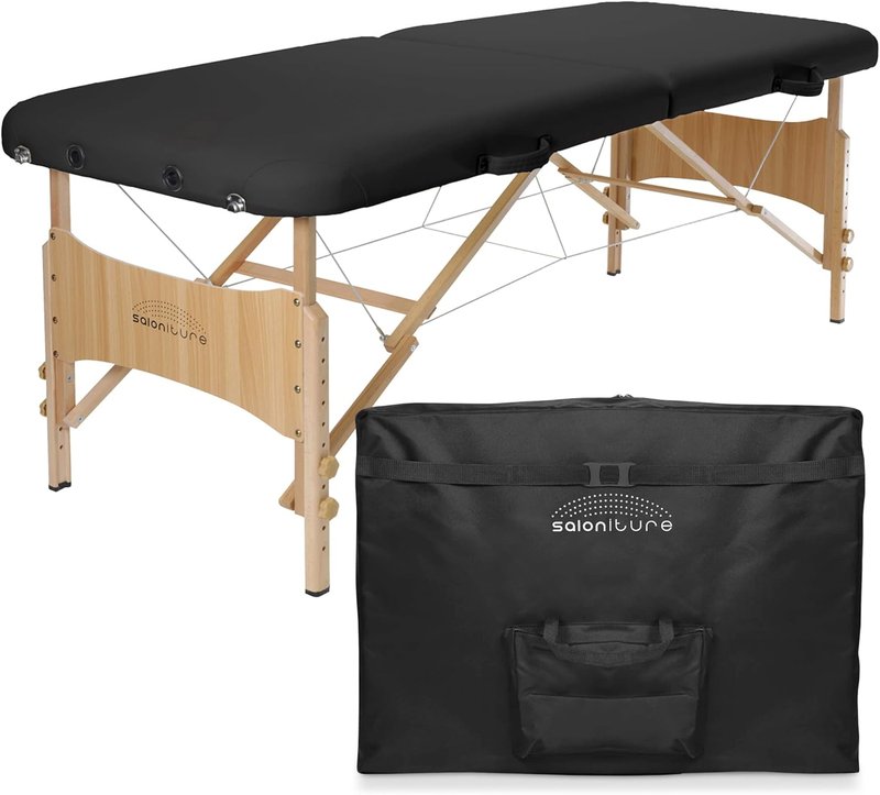 Saloniture Portable Folding Massage Table - Lightweight & Durable | Black Color