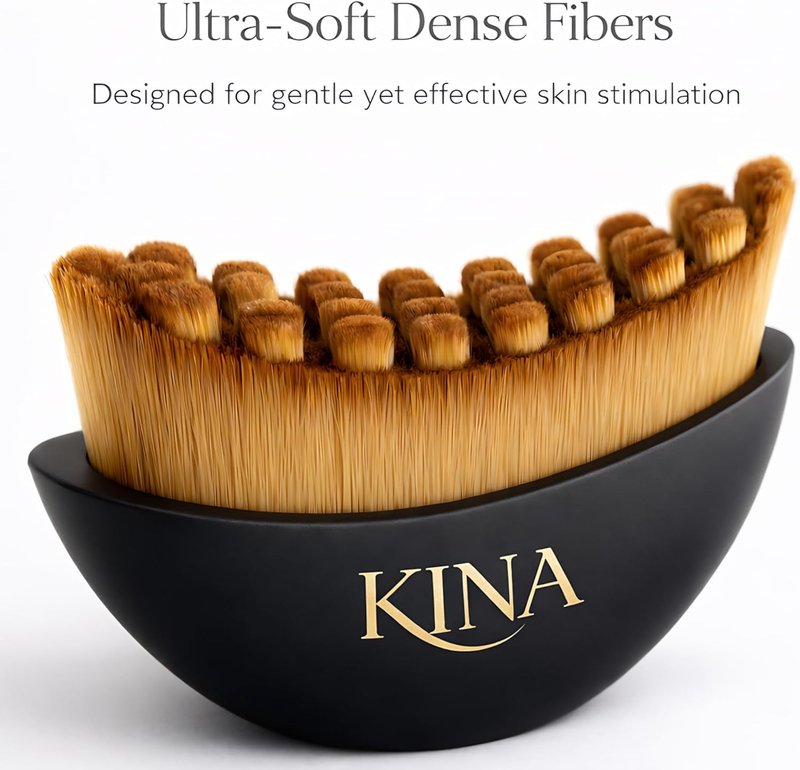 Kina Lymphatic Face Brush - Gua Sha Tool for Detox & Puffiness Relief | Black Color