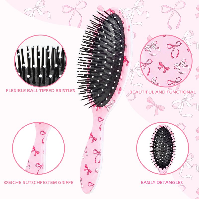 Girls Hair Brush for Women, Hair Brushes Girls Brush Pink Bow Detangling Brush for Curly Hair Pain-Free Girl Hairbrush Kids