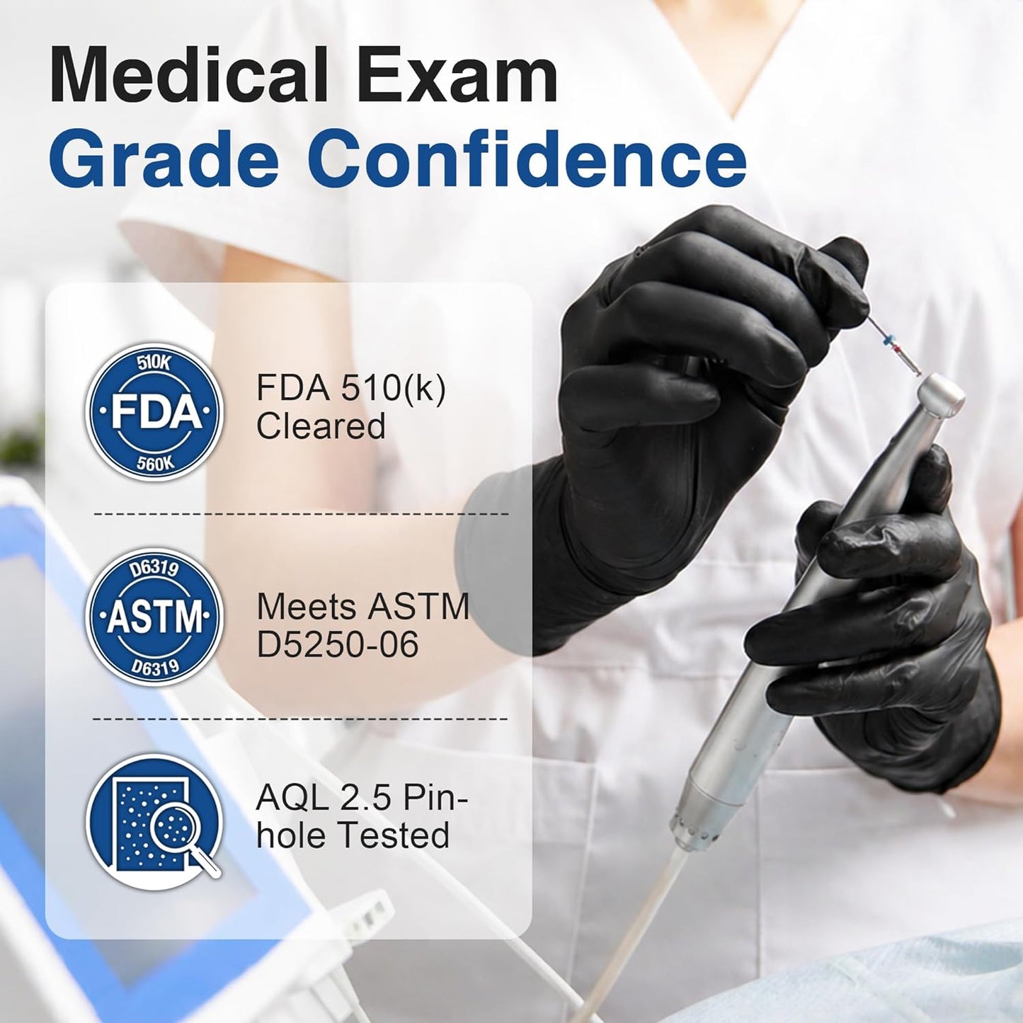 Vinyl Synthetic Exam Gloves - 4 Mil Latex-Free Disposable Gloves for Medical, Cooking & Food Prep