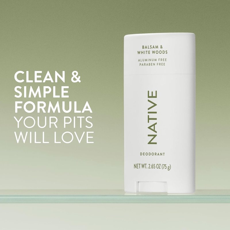 Native Deodorant Contains Naturally Derived Ingredients, 72 Hour Odor Control, Deodorant for Women and Men, Aluminum Free, Balsam & White Woods 2.65oz
