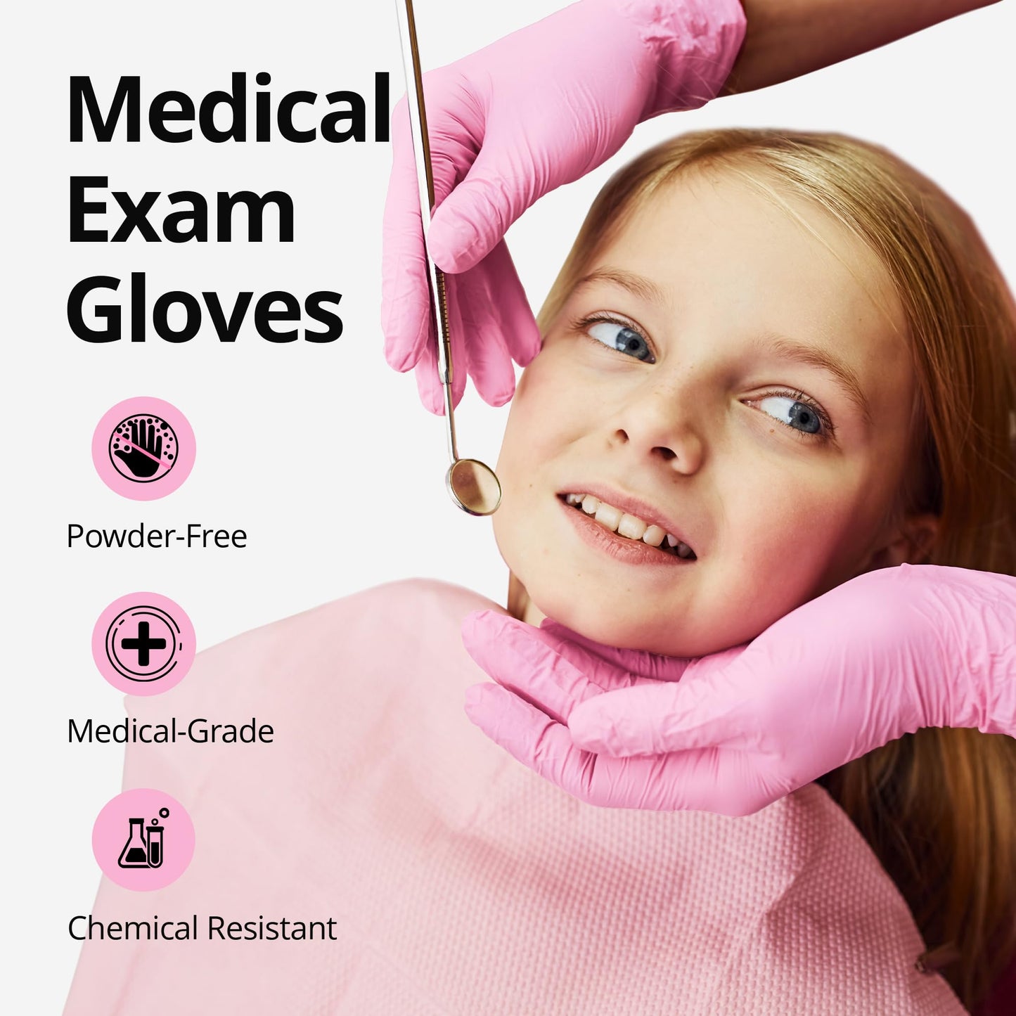 SwiftGrip Pink Nitrile Gloves, 3-mil, Industrial Gloves Disposable Latex Free, for Cleaning & Esthetician, Rubber Powder-Free, 100-ct Box (Small)