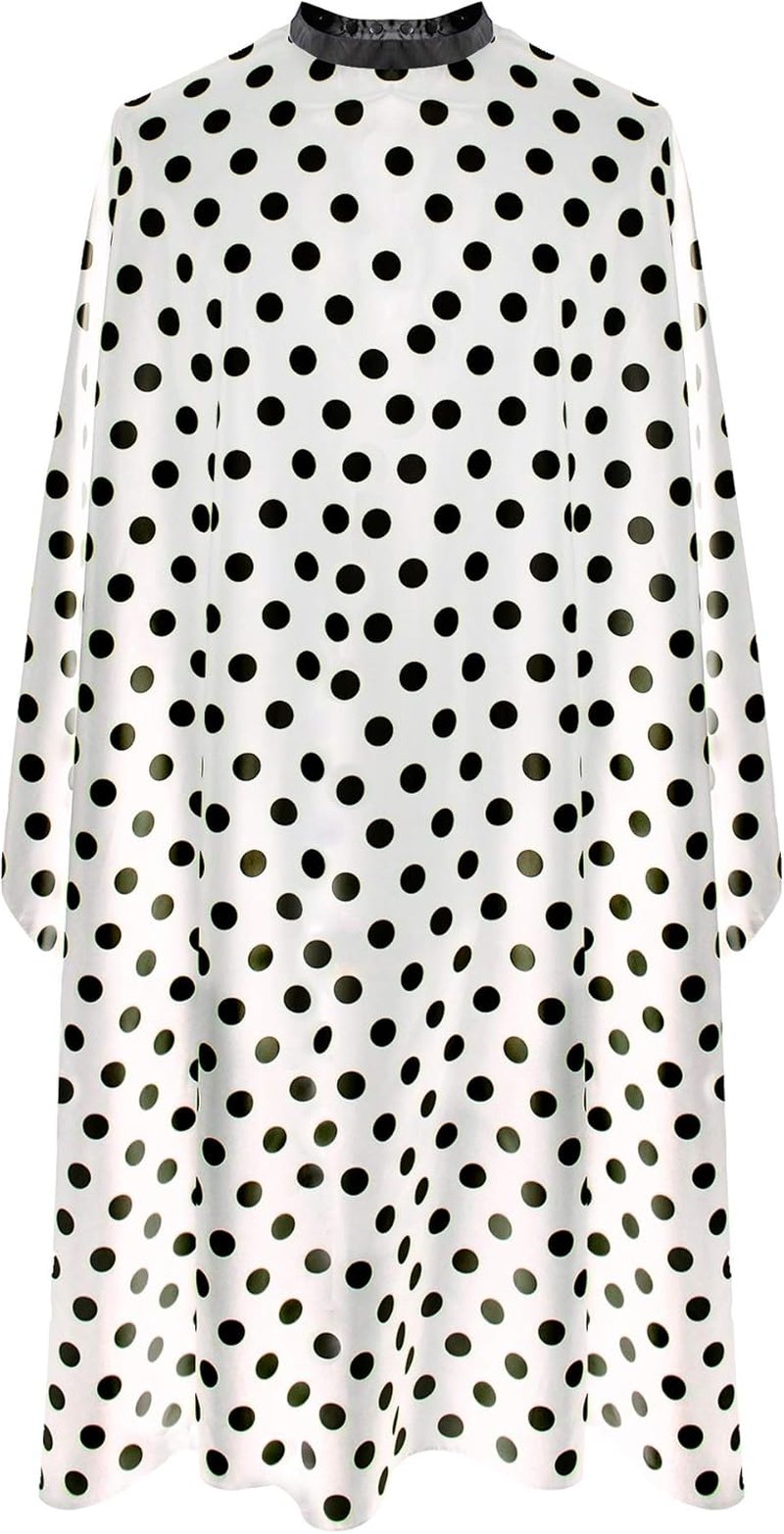 Professional Salon Cape - Black and White Dots Hair Cutting Cape, 54"x62"
