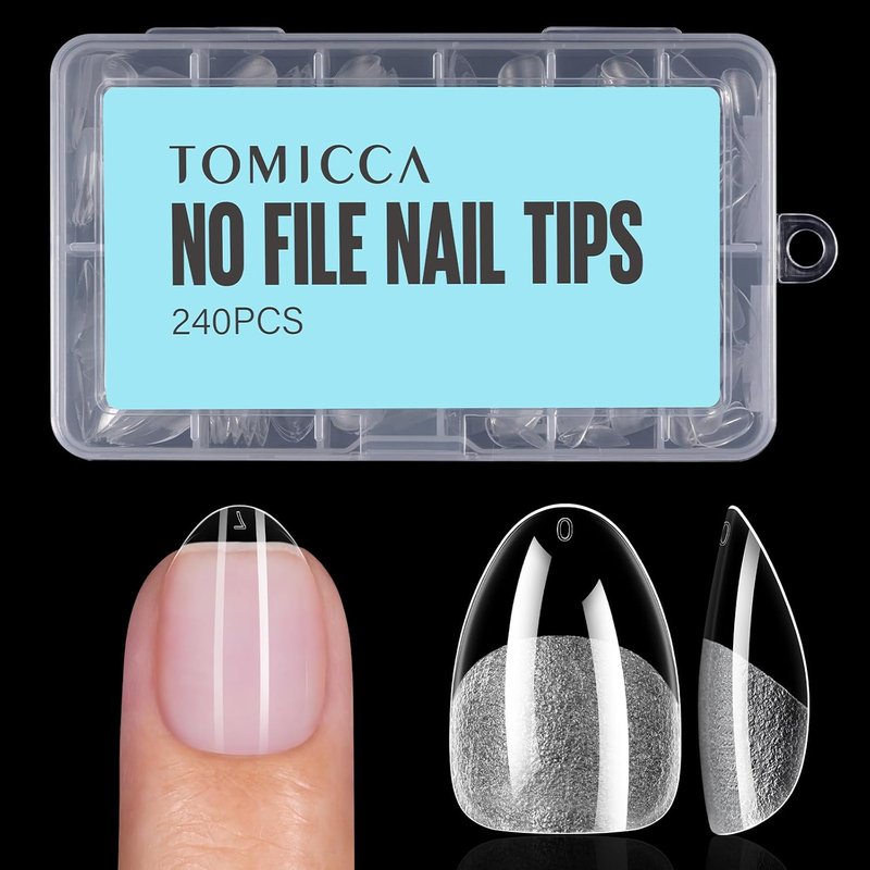 Almond Nail Tips - 240PCS Pre-Shaped Clear Gel False Nails | Soft Acrylic for DIY Nail Extensions