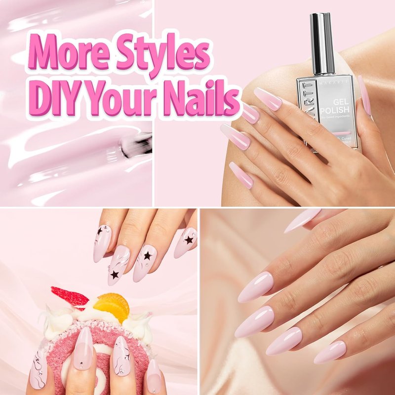 Milky Pink Gel Nail Polish - Hema-Free Jelly Formula for Soak Off UV LED Nail Art | 15ML Translucent Finish