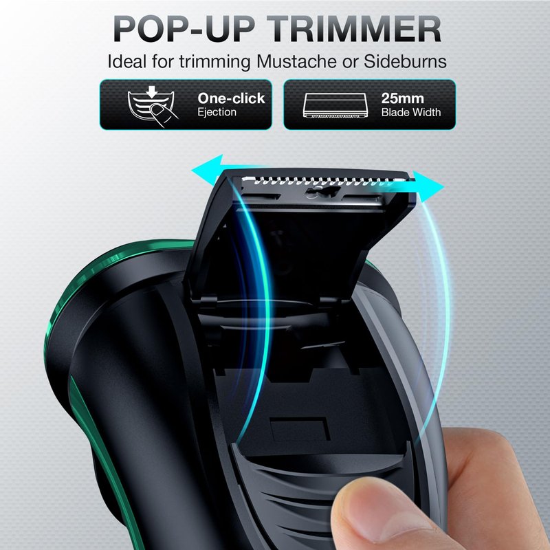 Electric Razor for Men, Cordless Rechargeable Rotary Shaver with Pop-Up Trimmer, IPX6 Waterproof Wet & Dry Electric Razor, Includes Charging Stand – Mens Electric Shaver for Face and Travel