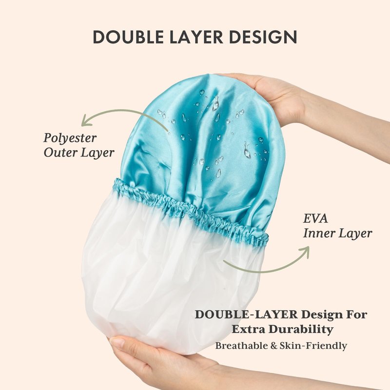 AmazerBath Shower Cap, 4 PCS Shower Caps for Women Reusable Waterproof, Double Layers Hair Cap for Shower, Elastic and Flexi Bath Caps, Environmental Protection Bathing Hat for Adult Kids