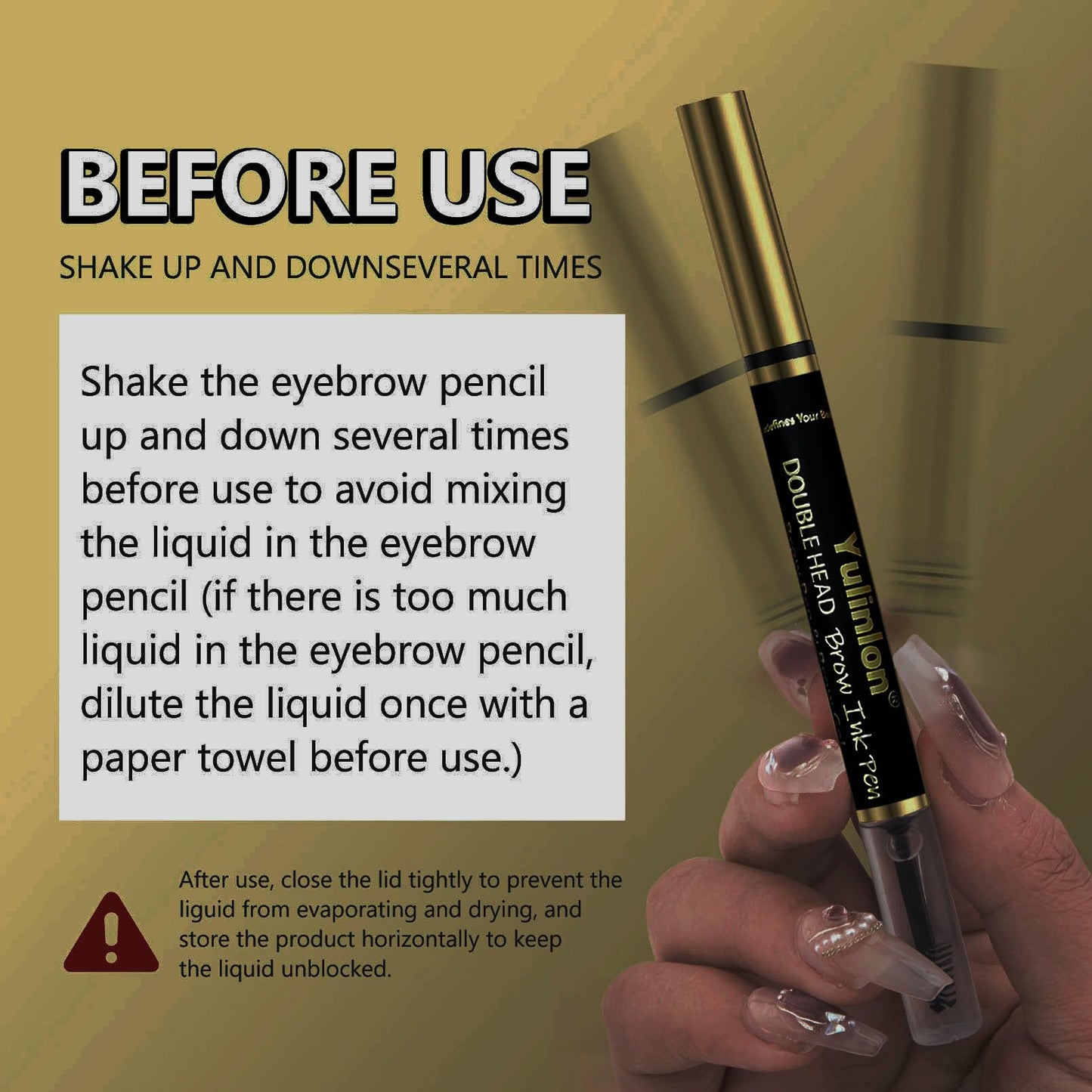 Yulinlon 2-in-1 Double Head Eyebrow Pen and Gel, Waterproof Brow Makeup with Dual-Ended Applicator (3#Dark Brown)