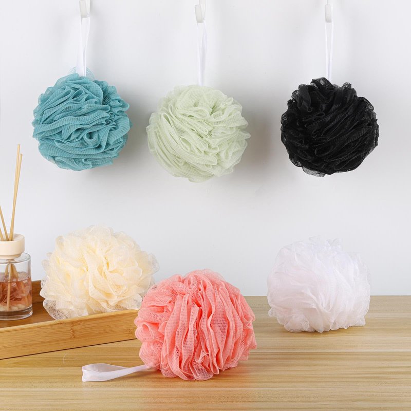 6 Pack Shower Loofah Bath Sponge, 75g/pc Large Exfoliating Body Scrubber Shower Scrunchies for Women and Men
