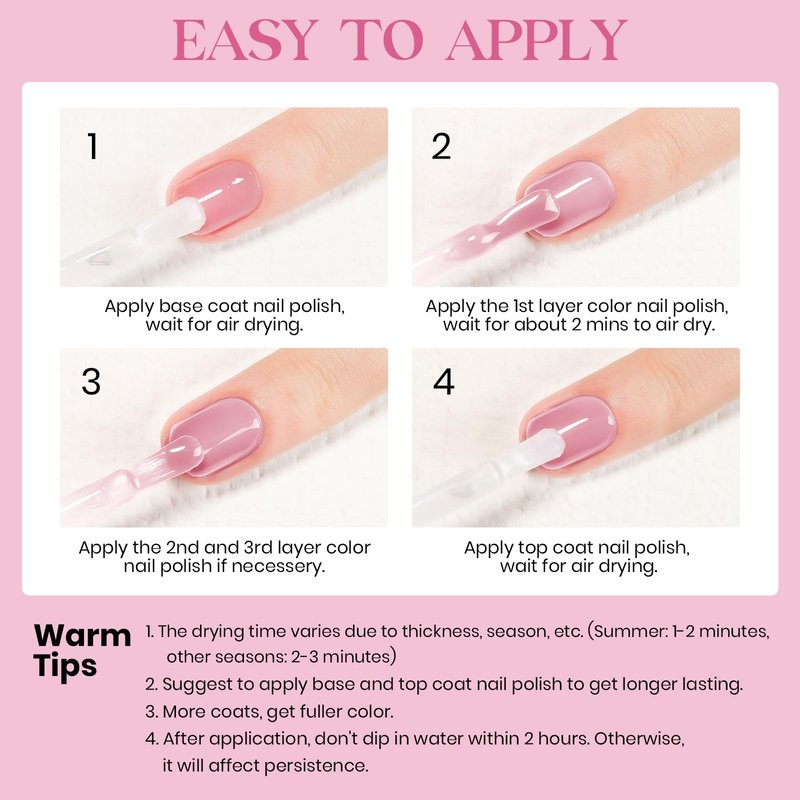 MIZHSE Quick Dry Nail Polish, Regular Pink Nail Polish Non Gel Air Drying Fast, 15 ml Glossy Finish Nail Lacquer Candy Pink Nail Art Manicure DIY Home