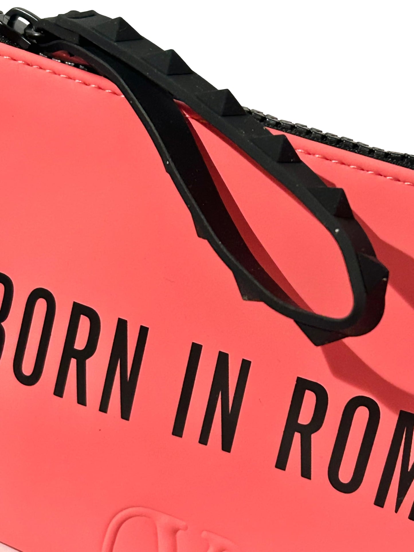 Valentino BORN IN ROMA Pink Coral Small Flat Makeup Cosmetic Gift Wristlet Pouch Approx 7L x 4.5 (4180)