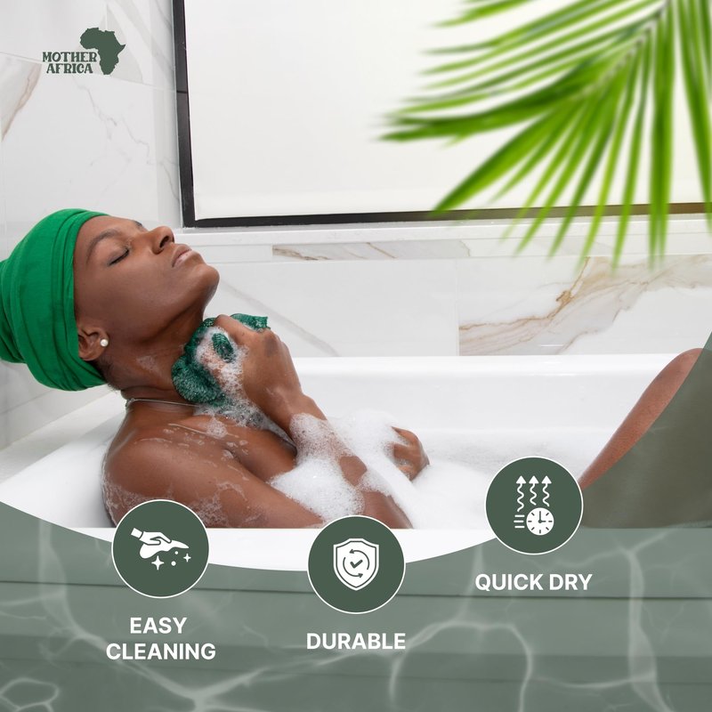 MOTHER AFRICA African Net Sponge Authentic with Knots 2 Pack Black Owned Exfoliating Body Scrubber Bath Sponge for Shower Washcloth Loofah Gentle Deep Cleansing Back Scrubber Face & Body Men & Woman