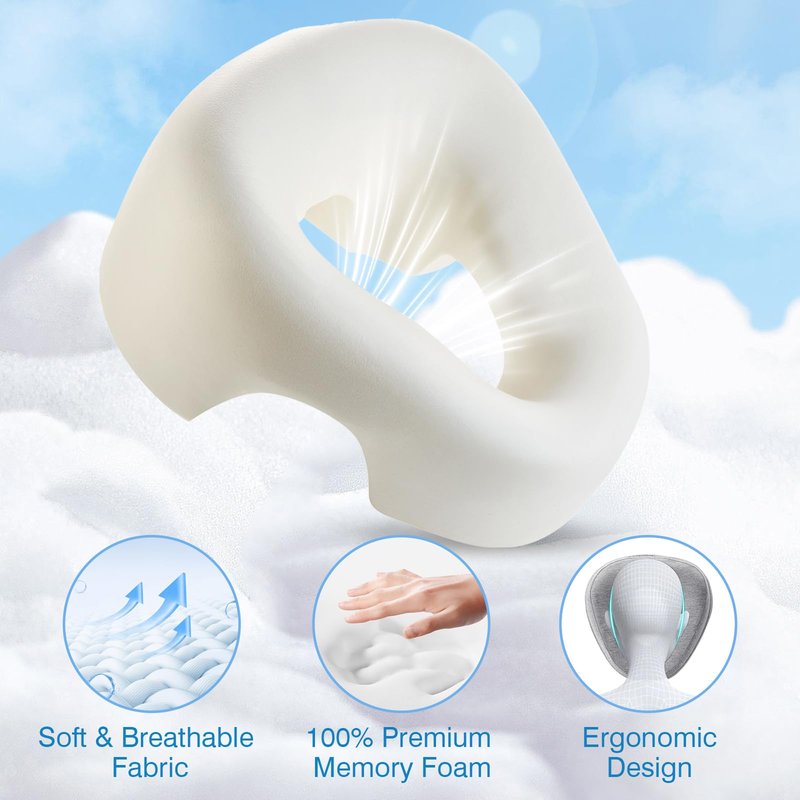 KONOVOLY Face Down Pillow for Bed, Massage Headrest Face Pillow After Eye Surgery, Memory Post-Eye Recovery or Beach Tanning, Prone Sleepers with Breathable Design, Removable Grey Cover(Light Gray)