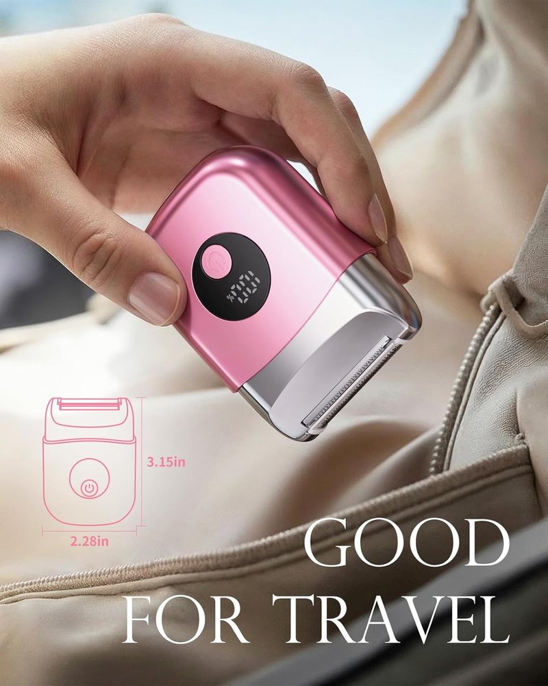 Cordless Electric Razors for Women - Rechargeable Travel Shaver with LED Display | Pink Body Trimmer for Face, Bikini & Legs