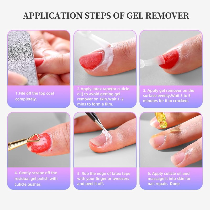 Gel Nail Polish Remover - Fast-Acting Acetone-Free Formula for Gentle DIY Removal | 15ml