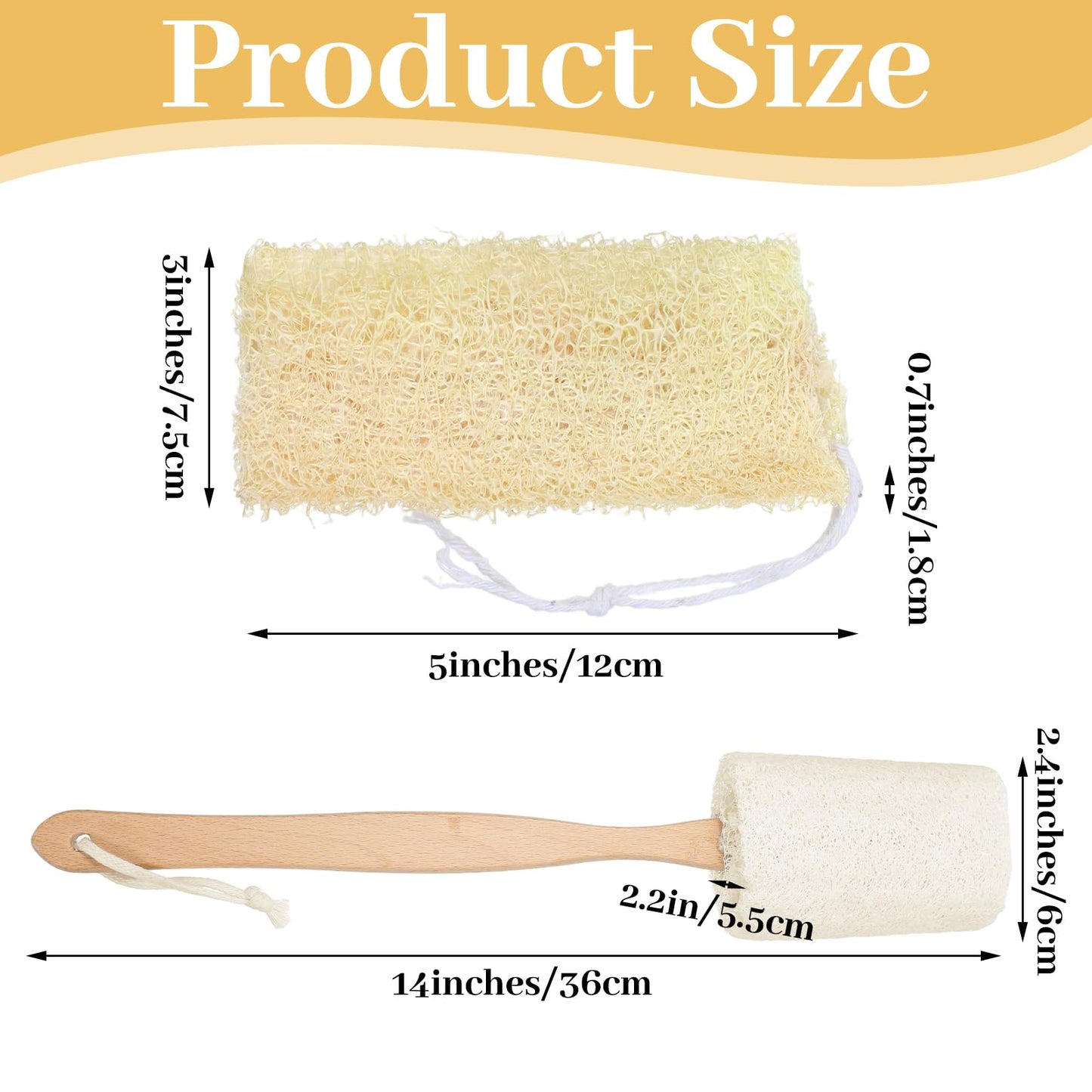 Ckhoid 14Pcs 5" Natural Loofah Exfoliating Body Sponge Scrubber, Plant-Based Organic Loofa Luffa for Skin Care in Bath Spa Shower, Long-Handled Natural Sponges Bath Brush for Men & Women
