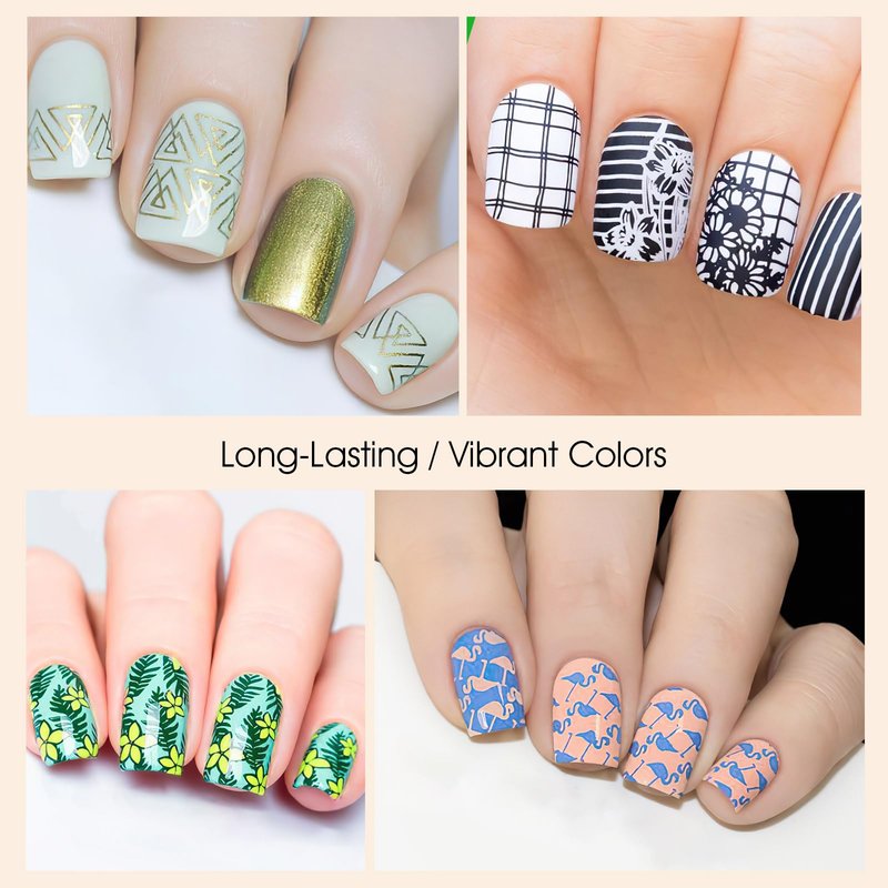 SAGEBIO 8 Colors Nail Stamping Polish Gels for Nail Stamp Print Polish Stamper DIY Nail Art Stamping Manicure