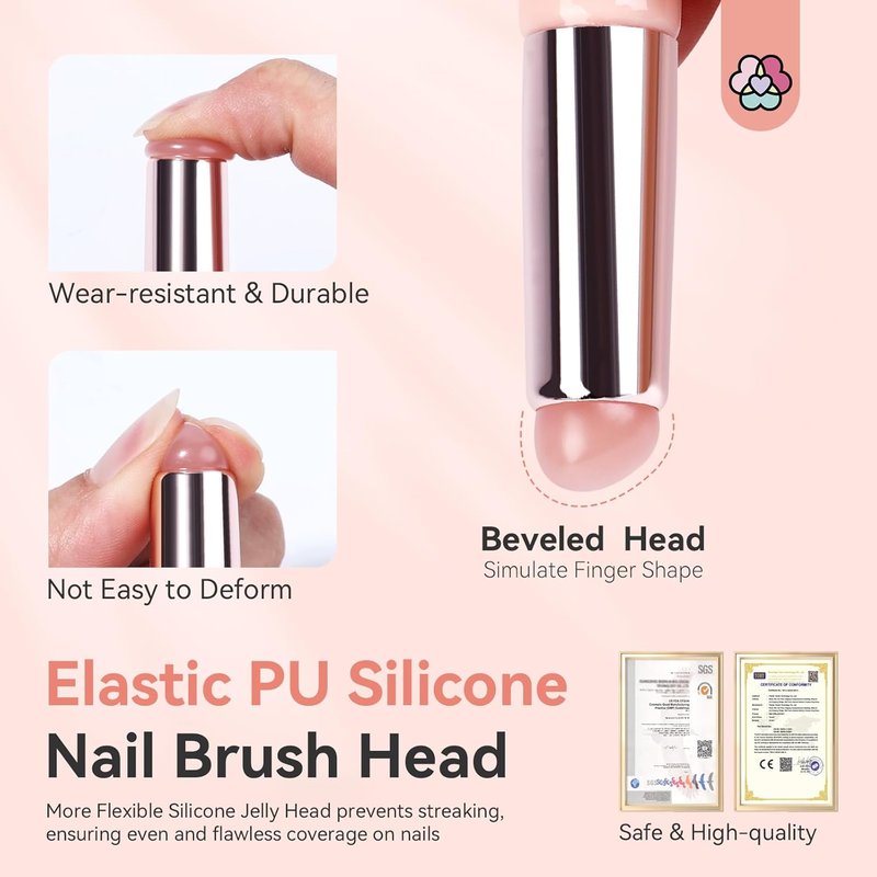 Saviland Silicone French Tip Nail Stamp Kit - 2PCS Reusable Jelly Stamper with Chrome Powder & 4 Art Stampers