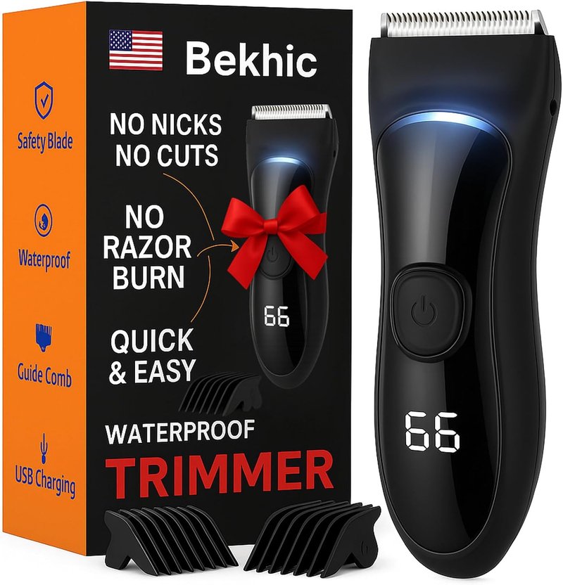 Manscape Groin & Body Hair Trimmer for Men - Waterproof Pubic Hair Shaver with LED Light | No-Nick Ceramic Blade, 90-Min Runtime