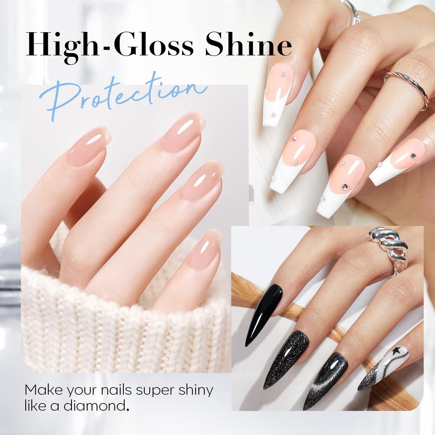 Top Coat Nail Polish - Clear Quick Dry Formula for Glossy Shine | Long Lasting Natural Nail Lacquer