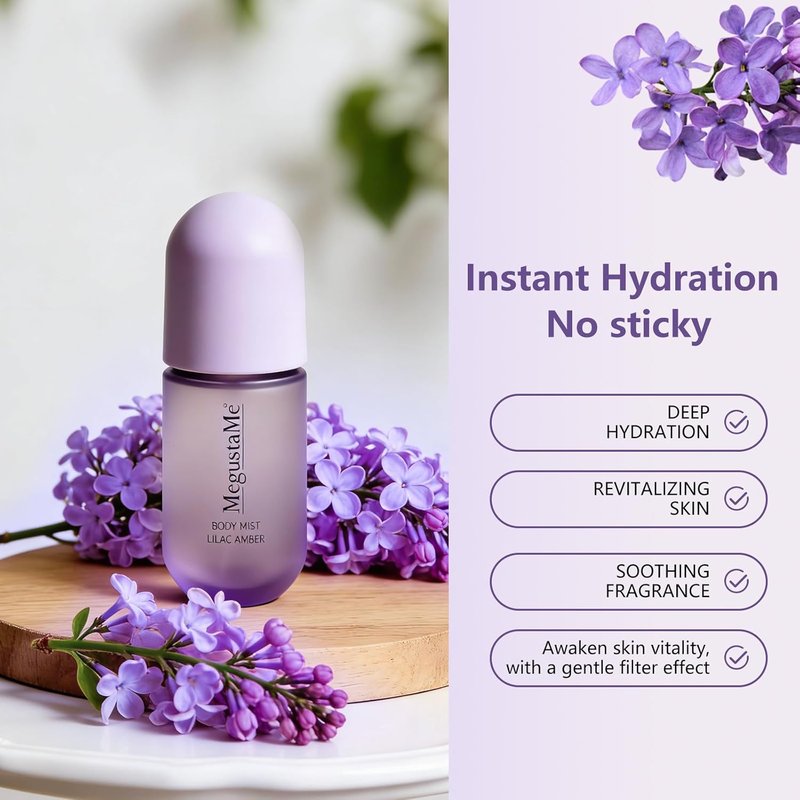 Lilac Amber Body Spray - Long Lasting Floral Woody Fragrance Mist | Paraben & Phthalate Free, 3.38 fl oz