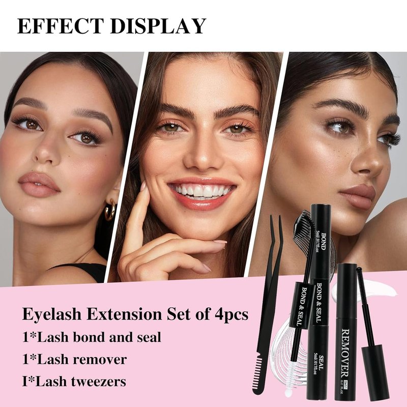 Mayhug Lash Bond & Seal - Waterproof Lash Glue Remover with Tweezers for Easy Cluster Removal