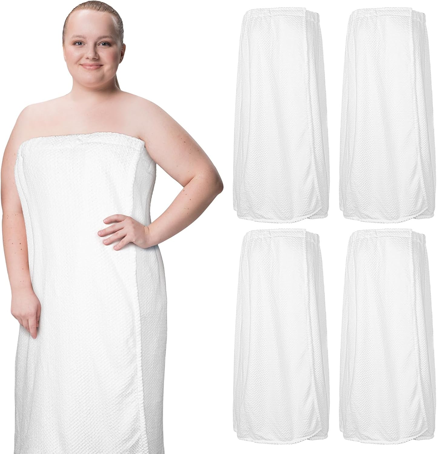 Towel Wrap for Women - Adjustable Waffle Spa Robe | Lightweight Bath & Shower Wrap (4 Pcs)