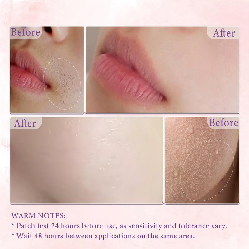 Facial Hair Removal Cream for Women Face - Painless Depilatory Kit with Soothing Cream & Spatula for Sensitive Skin Hair Removal on Lip Chin Cheeks, At Home Pubic Hair Remover, 2.37 Fl.Oz