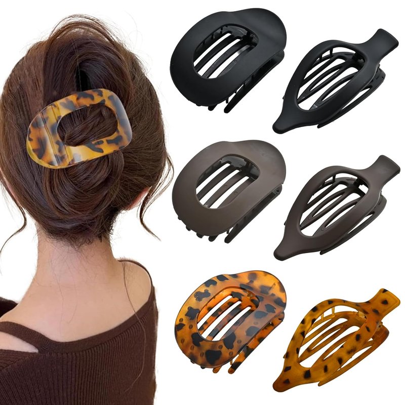 Flat Claw Clips for Women - Large Non-Slip Duckbill Hair Clips | 6-Pack Matte Accessories for Thick & Thin Hair