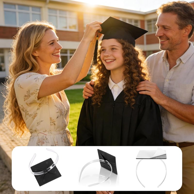 Clear Graduation Cap Headband Insert - Perfect Hairband for Curly Hair | Stylish Grad Hat Accessory