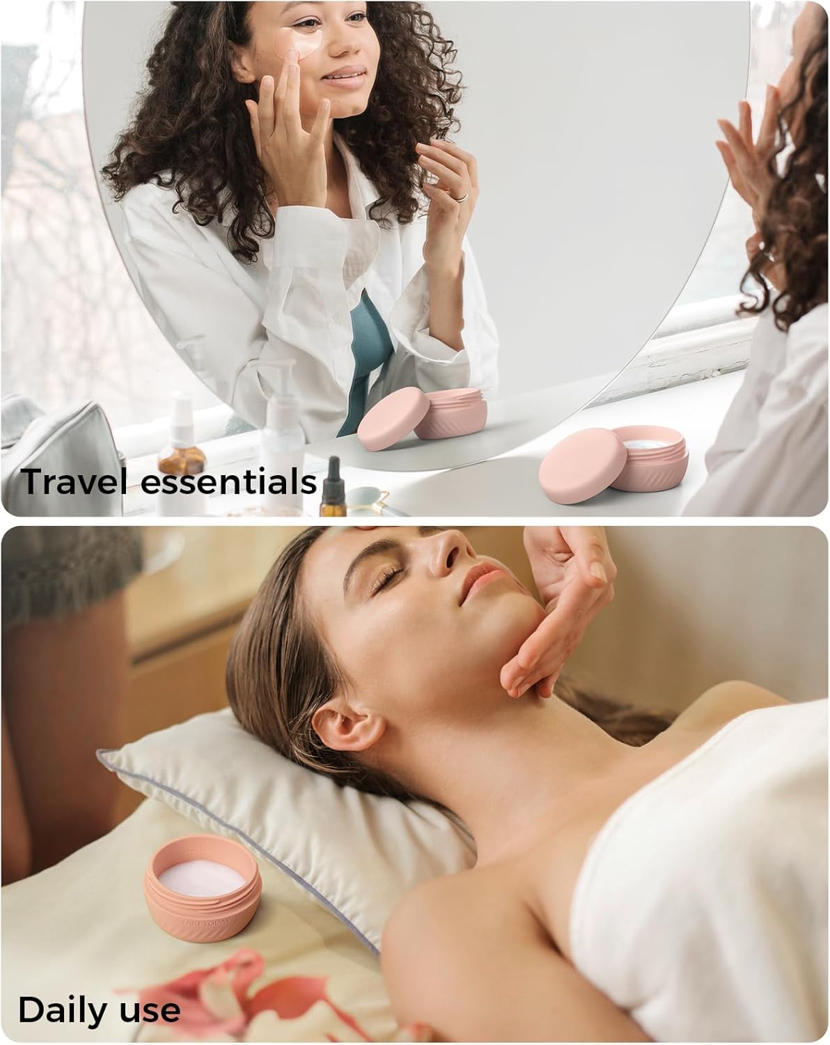 TakeToday Travel Containers - Leak-Proof TSA Approved Silicone Toiletry Jars | 2oz, 4 Pack, Grey