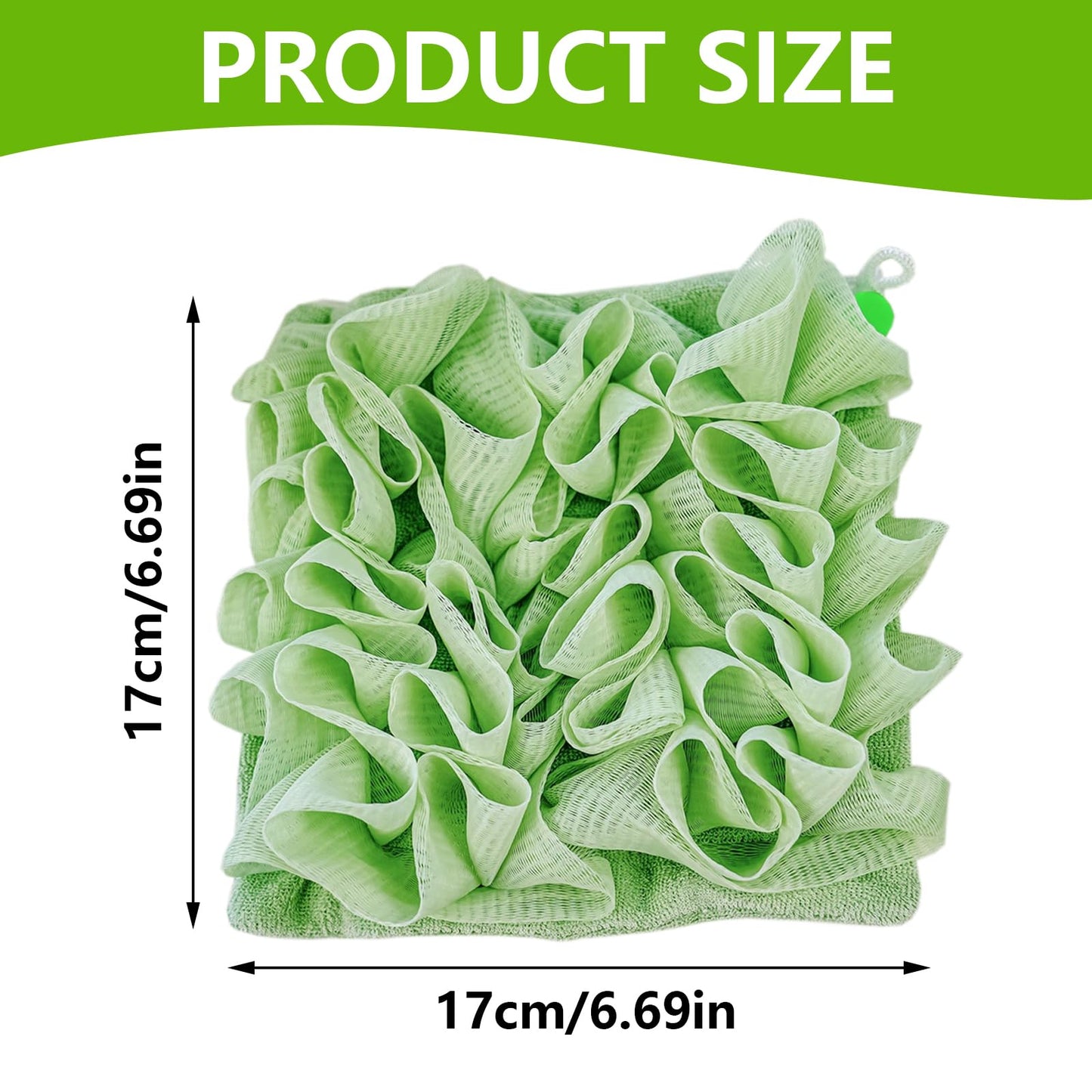 QIYUDA 2pcs Loofah Cloth for Bar Soap, Loofah Washcloth Pink and Green Shower Ball 2-in-1