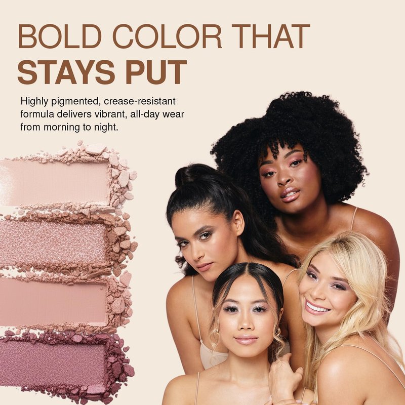 Palladio Eyeshadow Quads - Velvety Matte & Shimmer Palette | Talc-Free, Creamy Formula, Ballerina Color