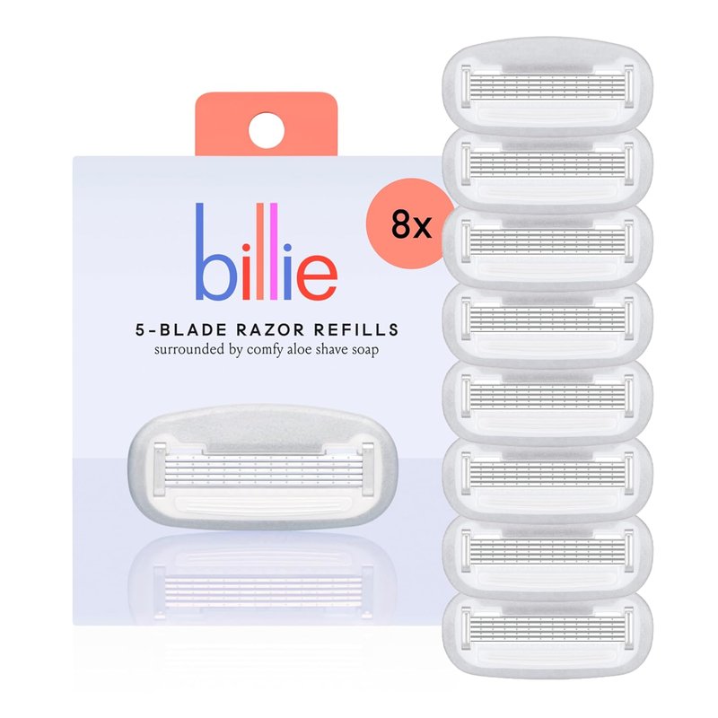Billie Razor Refill Blades - 5-Blade Cartridges for Smooth Shaving | 8 Count