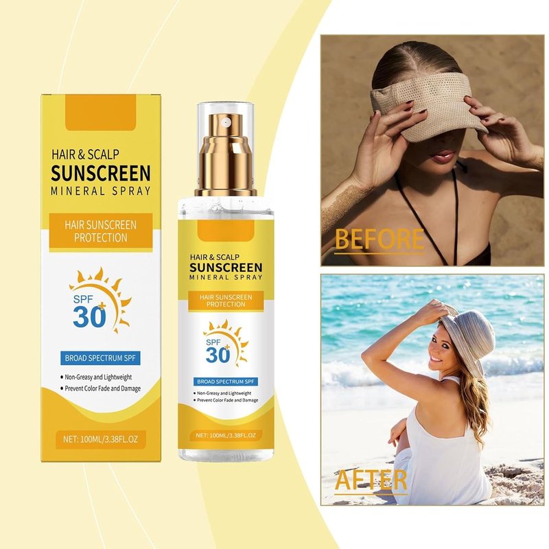 Hair & Scalp Sunscreen Spray SPF 30 - Color-Safe UV Protection for Dyed Hair | Weightless Coconut Enriched Shield (1)