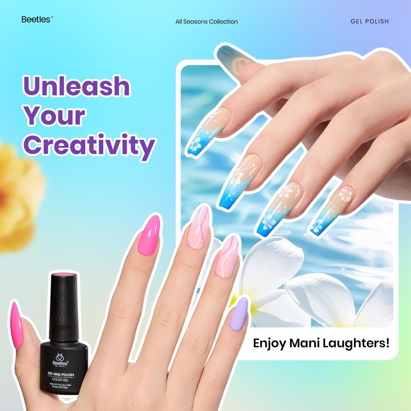 Beetles Summer Gel Nail Polish Set - Vibrarnt Holiday 55 Colors Neon Gel Polish Kit with 5 Pcs Base Glossy Matte Top Coat UV LED Soak off Nail Polish Red Brown Pink Green Blue Summer Gifts for Women