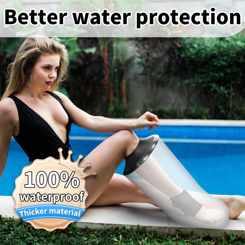 KEEFITT Adult Leg Cast Protector for Shower, KT1195 Waterproof Lower Leg Shower Bandage Cover Watertight Protection to Broken Leg,Foot, Ankle Wound and Burns