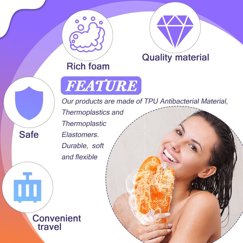 Karenhi 2 Pcs Honeycomb Exfoliating Glove Bath Mitt Body Spa Scrubber, Honeycomb Exfoliator Glove for Body Shower, Scrubber Sponge Shower Loofah, Quick Drying(Purple,Orange)