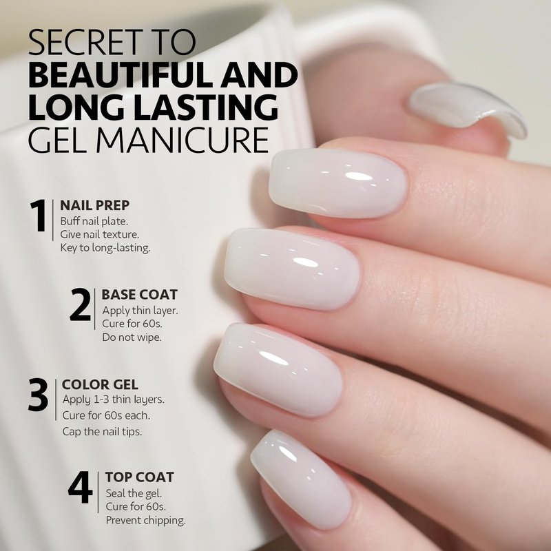 GAOY Jelly Gel Nail Polish, 16ml Sheer Translucent Soak Off Gel Polish, UV Light Cure for Nail Art DIY, 2899 Jelly White
