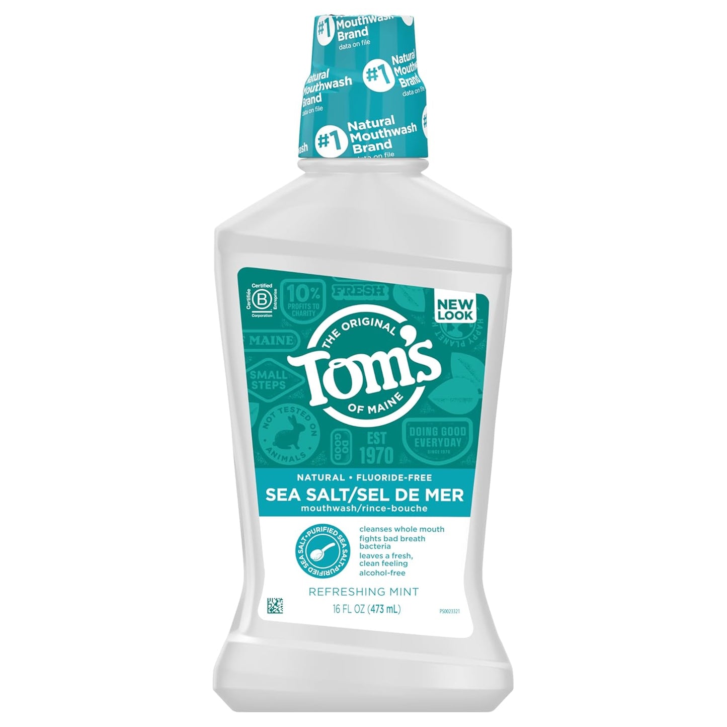 Tom's of Maine Natural Mouthwash - Refreshing Mint Flavor, Alcohol-Free, 16 Fl Oz (Pack of 3)