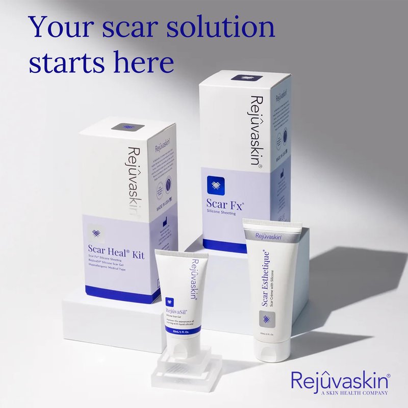 Rejuvaskin RejuvaSil Silicone Scar Gel, Scar Treatment for Surgical Scars, Burns, Keloids, Acne Scars on Face & Body, 30ml
