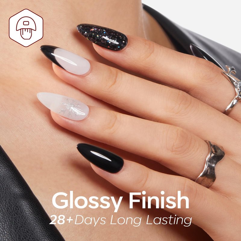 modelones Gel Nail Polish Set, 6 Colors Black White Silver Gray Cat Eye Glitter Shimmer Magnetic Hema & TPO Free Gel Polish Kit Summer Nail Art Manicure Salon Home Gifts for Women Girls Soak Off LED
