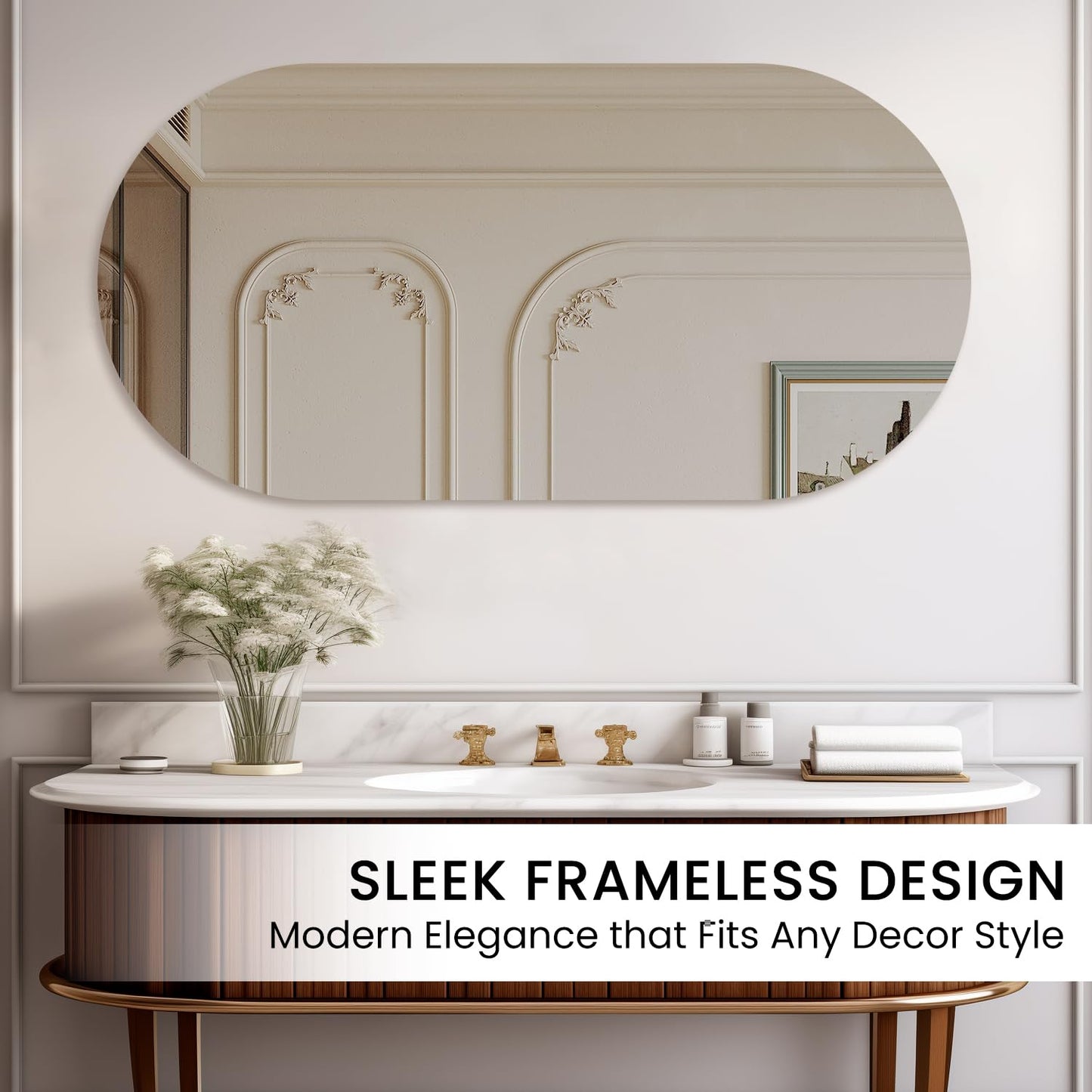 VASUHOME Frameless Bathroom Mirror, 24 x 47 Inch Wall Vanity Mirror, Large Wall Mounted Mirrors for Bathroom, Living Room, Bedroom