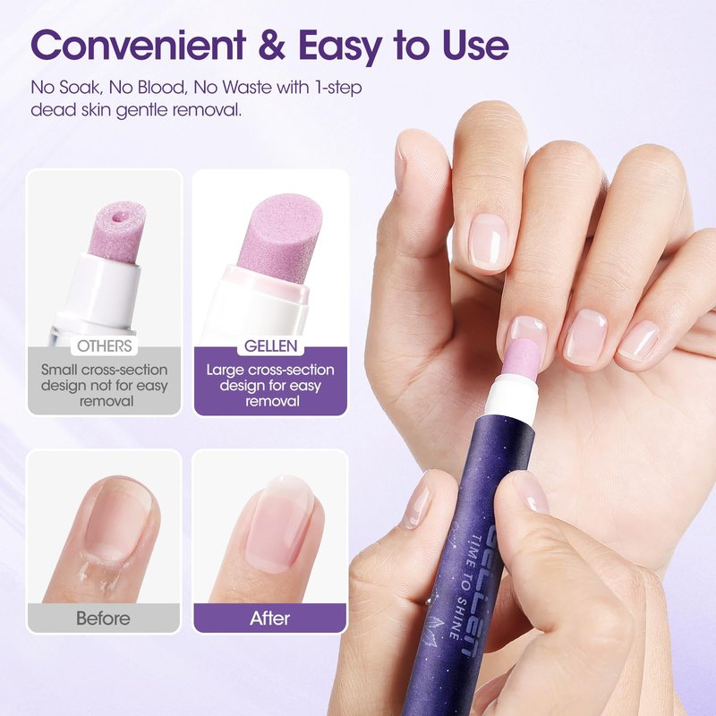 Gellen 3Pcs Ceramic Cuticle Pusher Oil Pen, Cuticle Remover & Cuticle Oil in a Pen for Hangnails Dry Damaged Nails, Nail Pusher Pen for Polish & Smooth Cuticles, Easy & Mess-Free Cuticle Pusher Tool