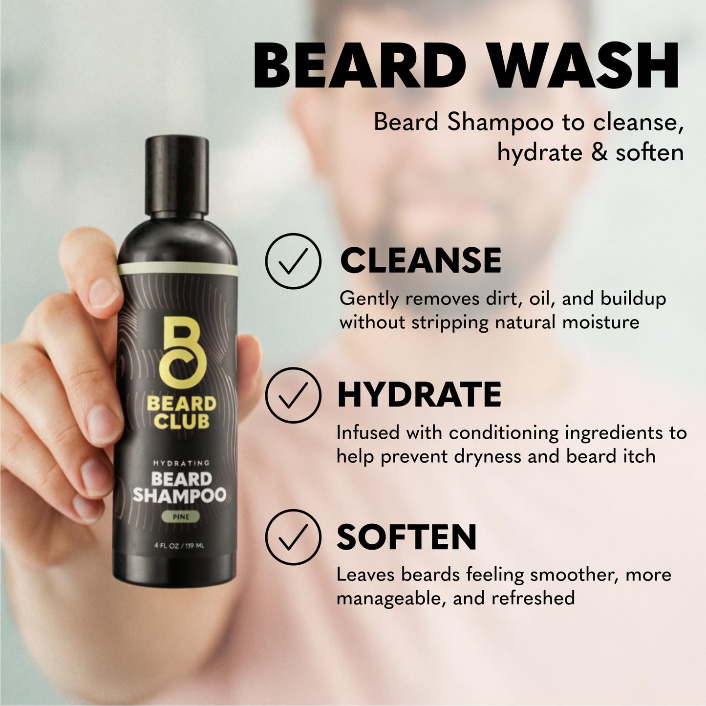 The Beard Club Beard Wash and Conditioner Set – Facial Hair Shampoo & Leave-In Conditioner for Men – Hydrating, Softener Mens Face Wash Grooming Care Gift Kit