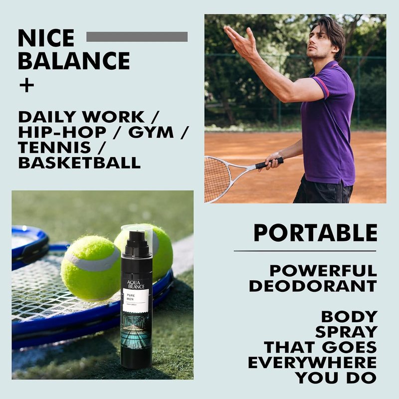 Aqua Blance Fragrance Mist - Body Spray for Men | Pack of 3, 3.4 Fl Oz Each
