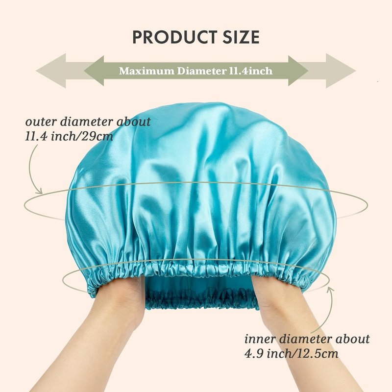 AmazerBath Shower Cap - 4 Pack Reusable Waterproof Hair Caps | Double Layered, Elastic Design for Adults & Kids