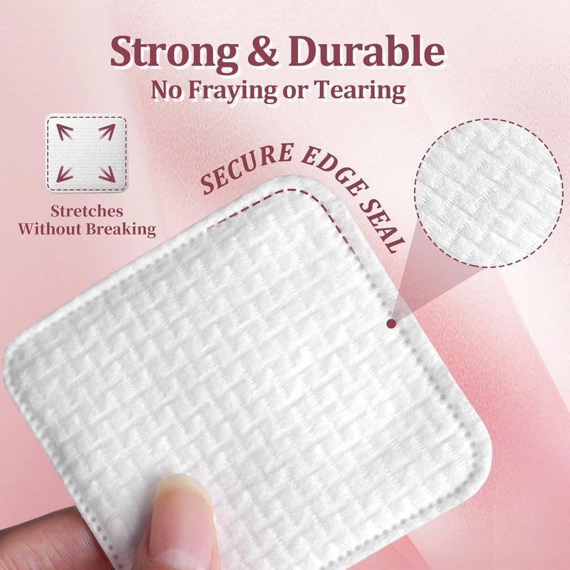 Non-Woven Square Cosmetic Pads - 150PCS Lint-Free, Ultra Soft Facial Cotton Rounds for Sensitive Skin | Highly Absorbent